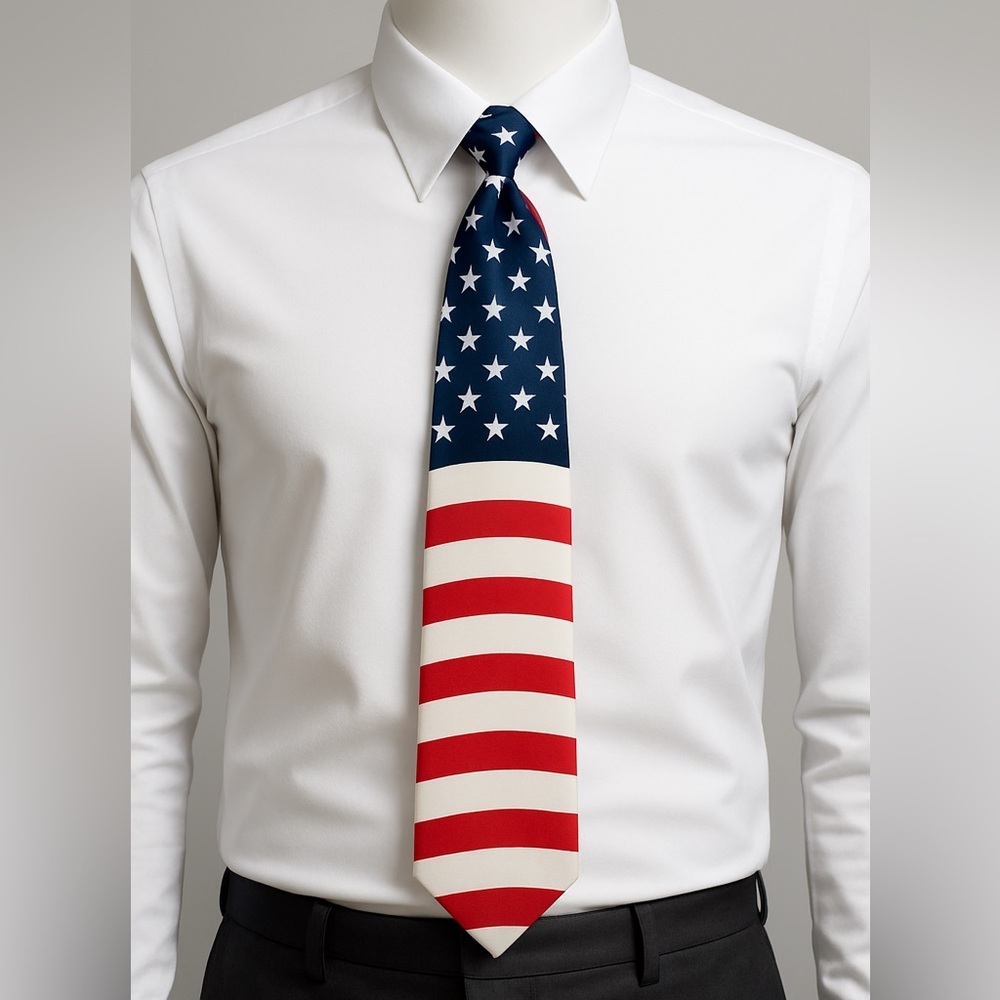 CHARLES GABRIELE Patriotic American Flag Necktie Patriotic USA Tie Red Blue